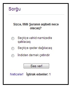 Sizcə, Milli Şuranın aqibəti necə olacaq? - SORĞU